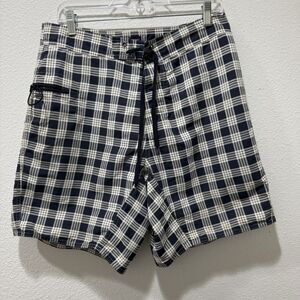 Patagonia Men's Size 33 Minimalist Wavefarer Board Shorts Plaid Blue White 86767